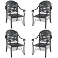Cast Aluminum Patio Dining Chair 4Pcs With Black Frame And Cushions In Random Colors Yes Dining Set Black Rust Resistant Frame Water Resistant Cushion Garden & Outdoor Complete Patio Sets Aluminium