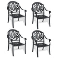 Cast Aluminum Patio Dining Chair 4Pcs With Black Frame And Cushions In Random Colors Yes Dining Set Black Rust Resistant Frame Water Resistant Cushion Garden & Outdoor Complete Patio Sets Aluminium