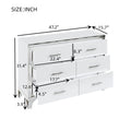 Elegant High Gloss Dresser With Metal Handle,Mirrored Storage Cabinet With 6 Drawers For Bedroom,Living Room,White White Mdf