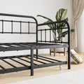 Twin Size Metal Daybed Frame With Trundle, Heavy Duty Steel Slat Support Sofa Bed Platform With Headboard, No Box Spring Needed, Black Box Spring Not Required Twin Black Metal Bedroom Metal