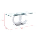 Tempered Glass Dining Table With White Mdf Middle Support And Stainless Steel Base For Modern Design White Tempered Glass