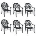 Cast Aluminum Patio Dining Chair 6Pcs With Black Frame And Cushions In Random Colors Yes Dining Set Black Rust Resistant Frame Water Resistant Cushion Garden & Outdoor Complete Patio Sets Aluminium