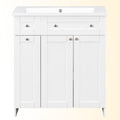 30 Inch White Bathroom Vanity With Ceramic Sink Combo, Abundant Storage Cabinet 2 Soft Close Doors And Double Tier Deep Drawer White Bathroom Mdf