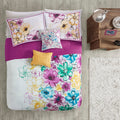 Floral Comforter Set Twin Blue Polyester