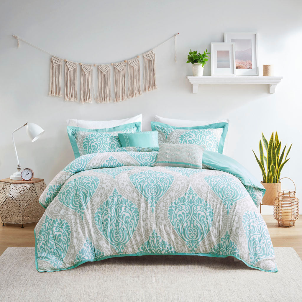 Comforter Set Full Aqua Polyester