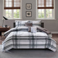 Plaid Comforter Set Twin Black Polyester
