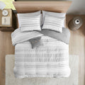 Striped Comforter Set Full Grey Microfiber