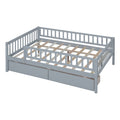Full Size Daybed Wood Bed With Two Drawers, Gray Full Gray Solid Wood