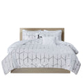 Metallic Printed Comforter Set King White Silver Polyester
