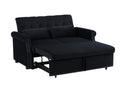 Artemax 55'' Modern Shiny Velvet Convertible Loveseat Sleeper Sofa Couch W 2 Lumbar Pillows, Adjustable Pull Out Bed And Removable Armrest For Nursery, Living Room, Apartment, Home Office Black Upholstered Velvet