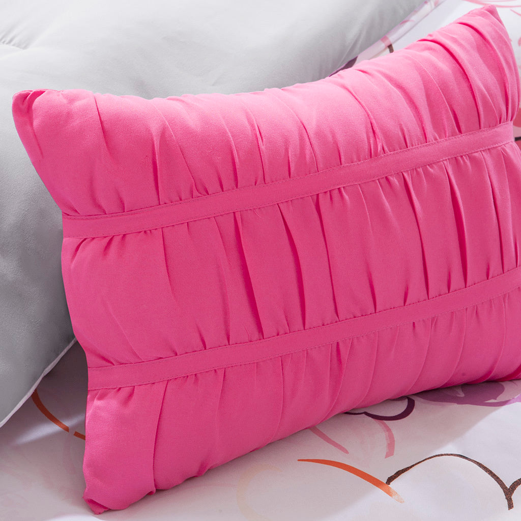 Floral Comforter Set Twin Pink Polyester