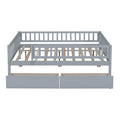 Full Size Daybed Wood Bed With Two Drawers, Gray Full Gray Solid Wood