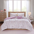 Metallic Printed And Pintucked Comforter Full Plum Polyester