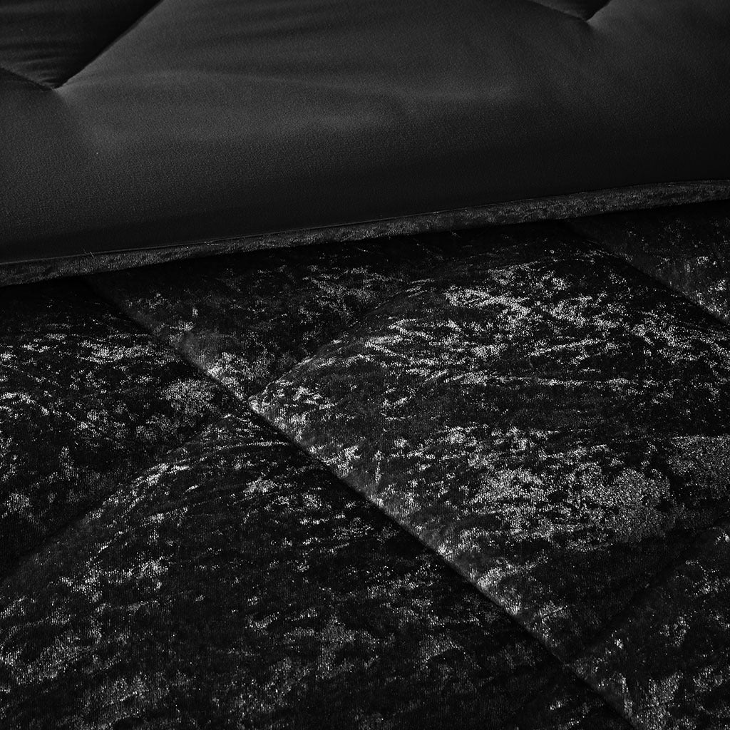 Velvet Duvet Cover Set Full Black Polyester