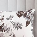 Floral Print Duvet Cover Set King White Black Microfiber