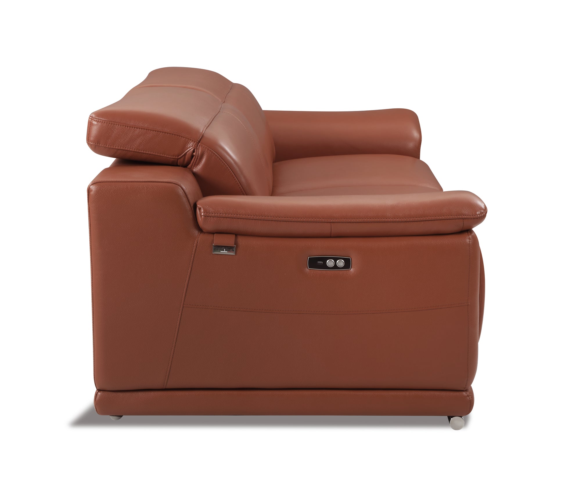Genuine Italian Leather Power Reclining Sofa Camel Foam Leather