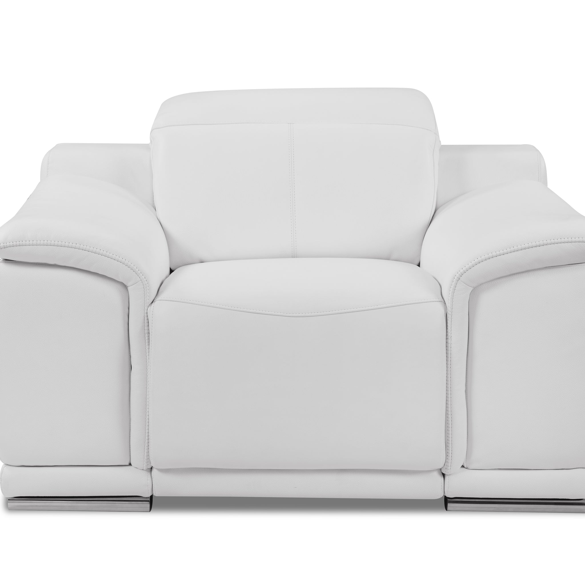 Genuine Italian Leather Power Reclining Chair White Foam Leather