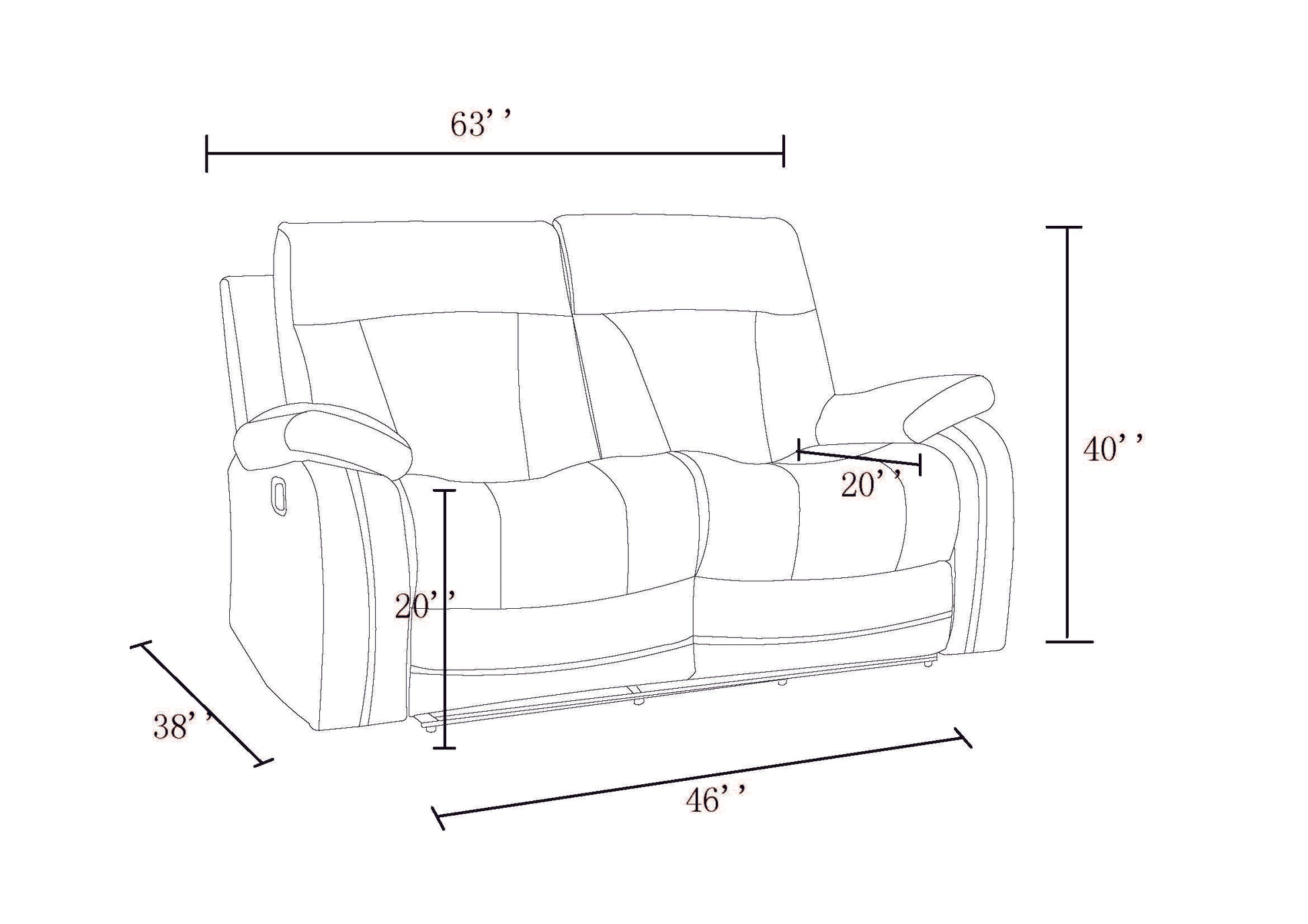 Reclining Transitional Microfiber Fabric Loveseat Brown Foam Fabric