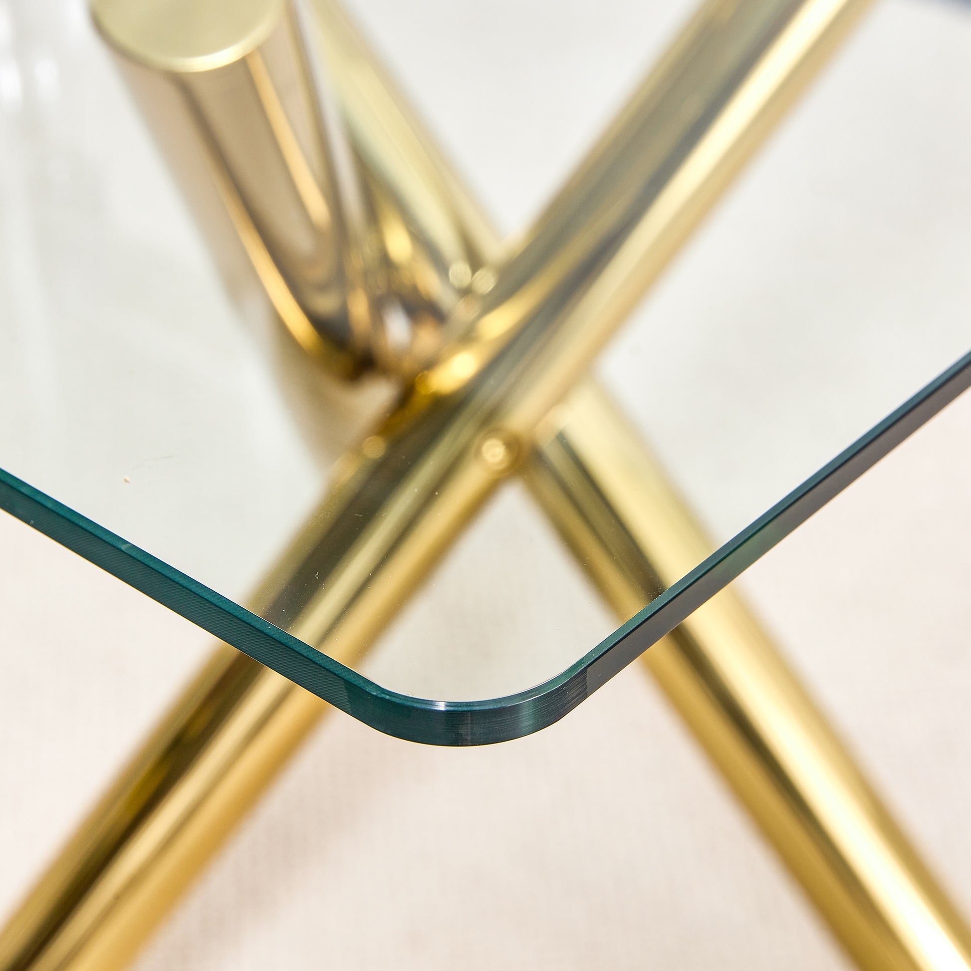 Only Table Legs.Large Modern Minimalist Rectangular Glass Dining Table For 6 8 With Golden Chrome Metal Legs.Kitchen Dining Living Meeting Room Banquet Hall Gold Metal