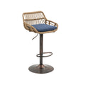Coolmore Swivel Bar Stools Set Of 2 Adjustable Counter Height Chairs With Footrest For Kitchen, Dining Room 2Pc Set Blue Polyester