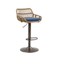 Coolmore Swivel Bar Stools Set Of 2 Adjustable Counter Height Chairs With Footrest For Kitchen, Dining Room 2Pc Set Blue Polyester