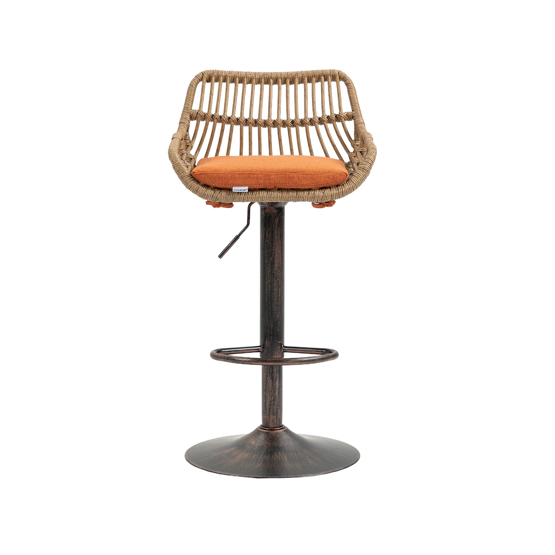 Coolmore Swivel Bar Stools Set Of 2 Adjustable Counter Height Chairs With Footrest For Kitchen, Dining Room 2Pc Set Orange Polyester