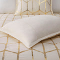Metallic Printed Duvet Cover Set King Ivory Gold Polyester