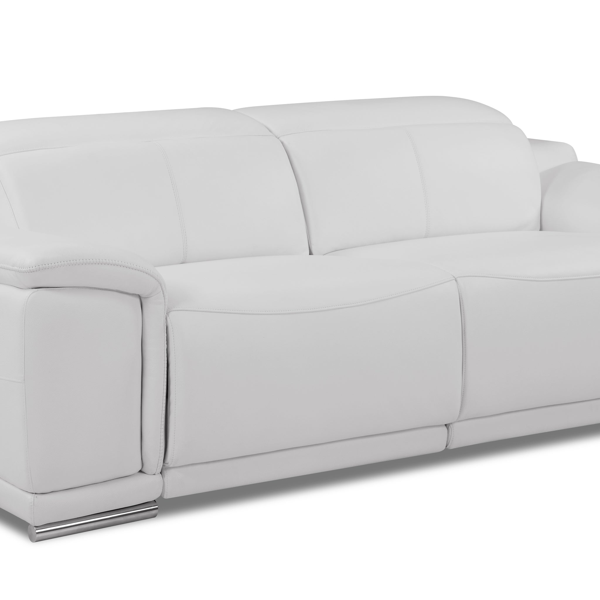 Genuine Italian Leather Power Reclining Sofa White Foam Leather