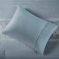 Embroidered Comforter Set Full Blue Polyester