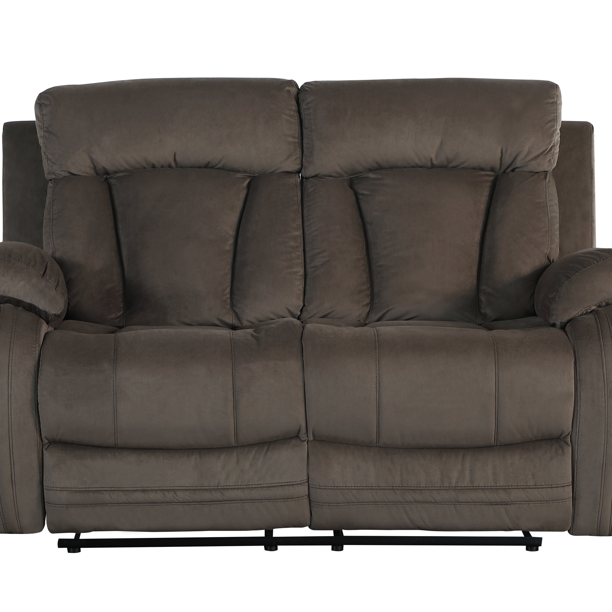 Reclining Transitional Microfiber Fabric Loveseat Brown Foam Fabric