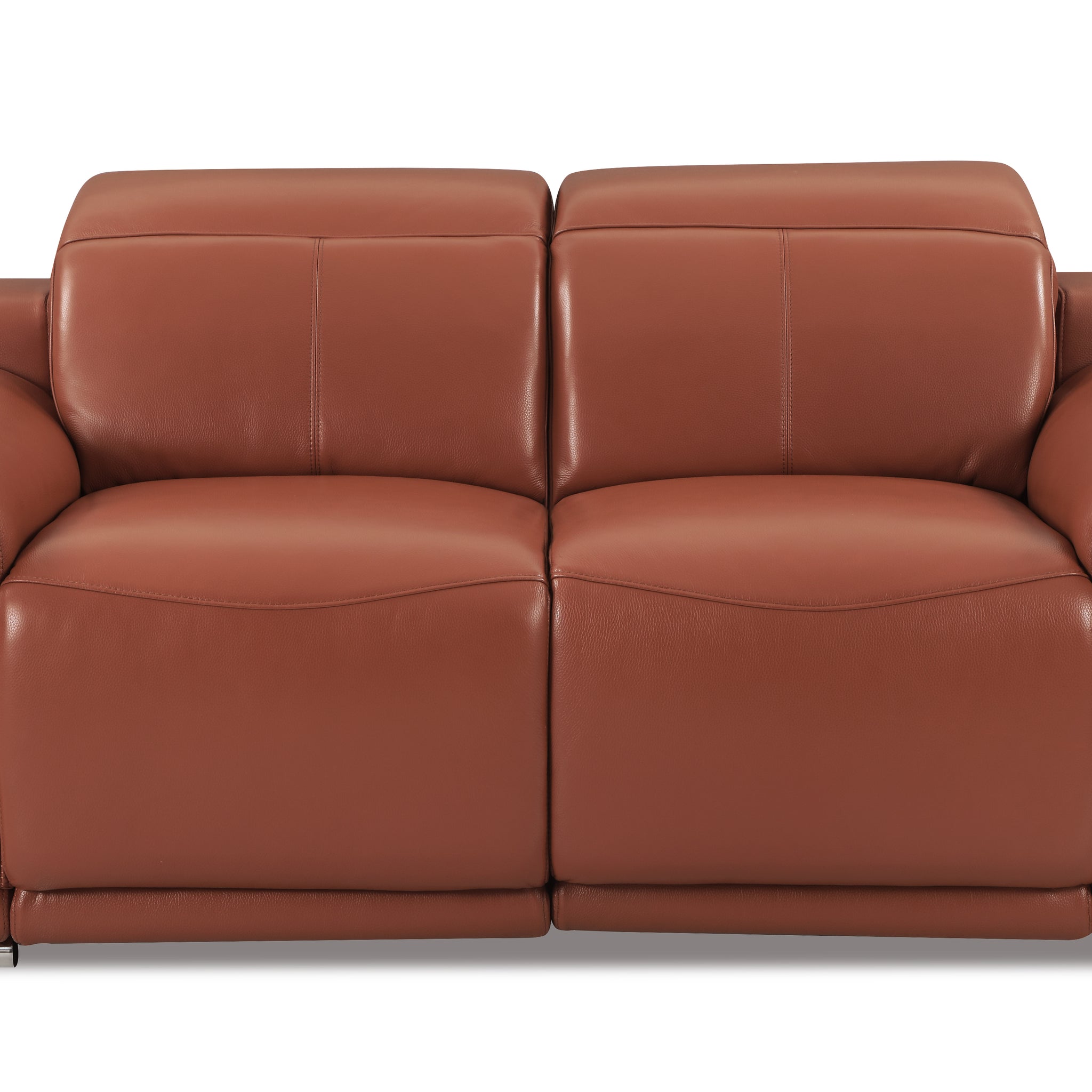 Genuine Italian Leather Power Reclining Loveseat Camel Foam Leather