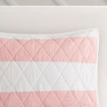 Cotton Cabana Stripe Reversible Quilt Set With Rainbow Reverse Full Pink Cotton