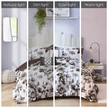 Floral Print Duvet Cover Set King White Black Microfiber