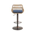 Coolmore Swivel Bar Stools Set Of 2 Adjustable Counter Height Chairs With Footrest For Kitchen, Dining Room 2Pc Set Blue Polyester