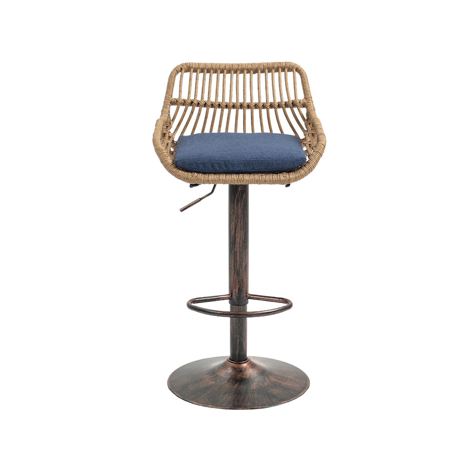 Coolmore Swivel Bar Stools Set Of 2 Adjustable Counter Height Chairs With Footrest For Kitchen, Dining Room 2Pc Set Blue Polyester