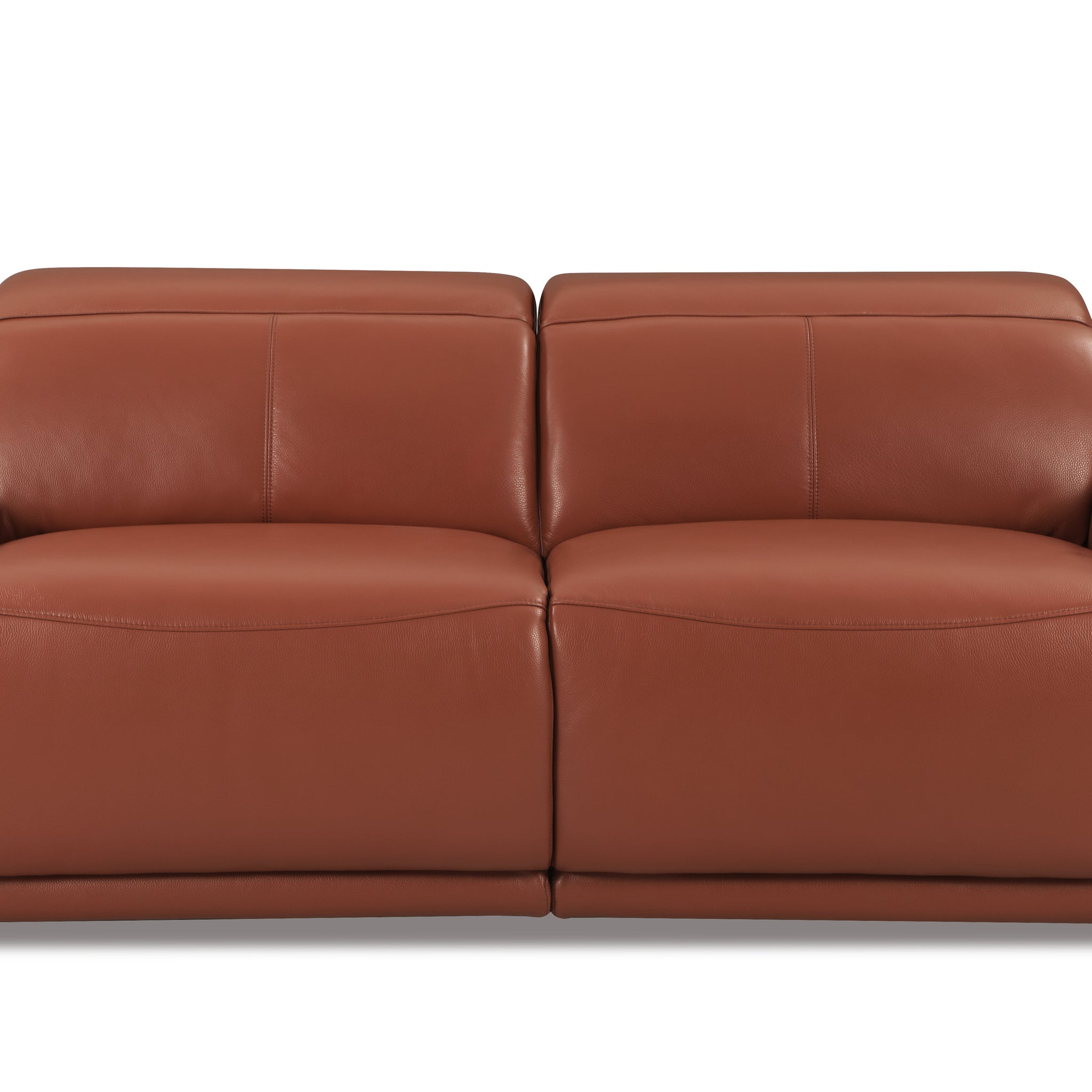 Genuine Italian Leather Power Reclining Sofa Camel Foam Leather