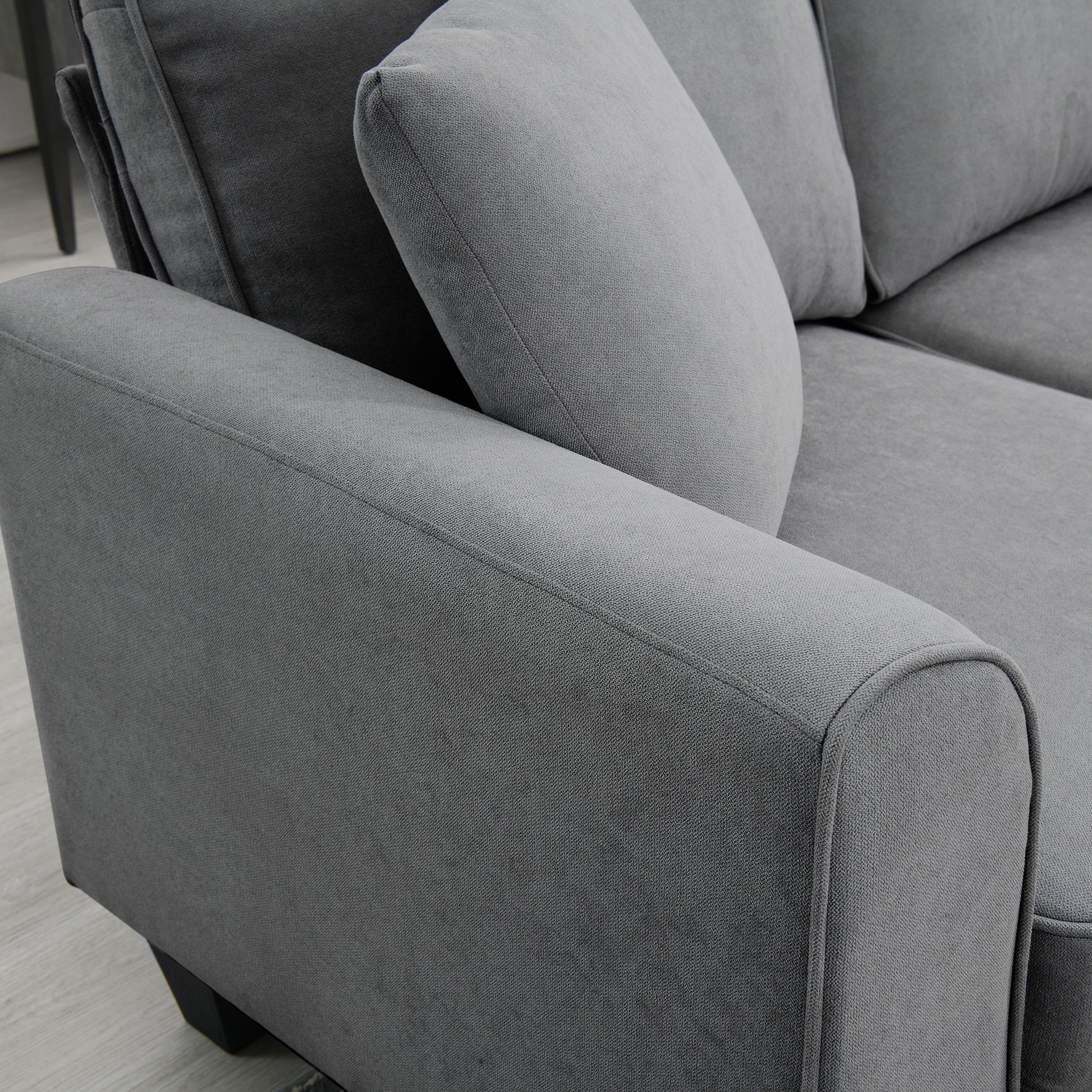 108*85.5" Modern U Shape Sectional Sofa, 7 Seat Fabric Sectional Sofa Set With 3 Pillows Included For Living Room, Apartment, Office,3 Colors Dark Grey Fabric