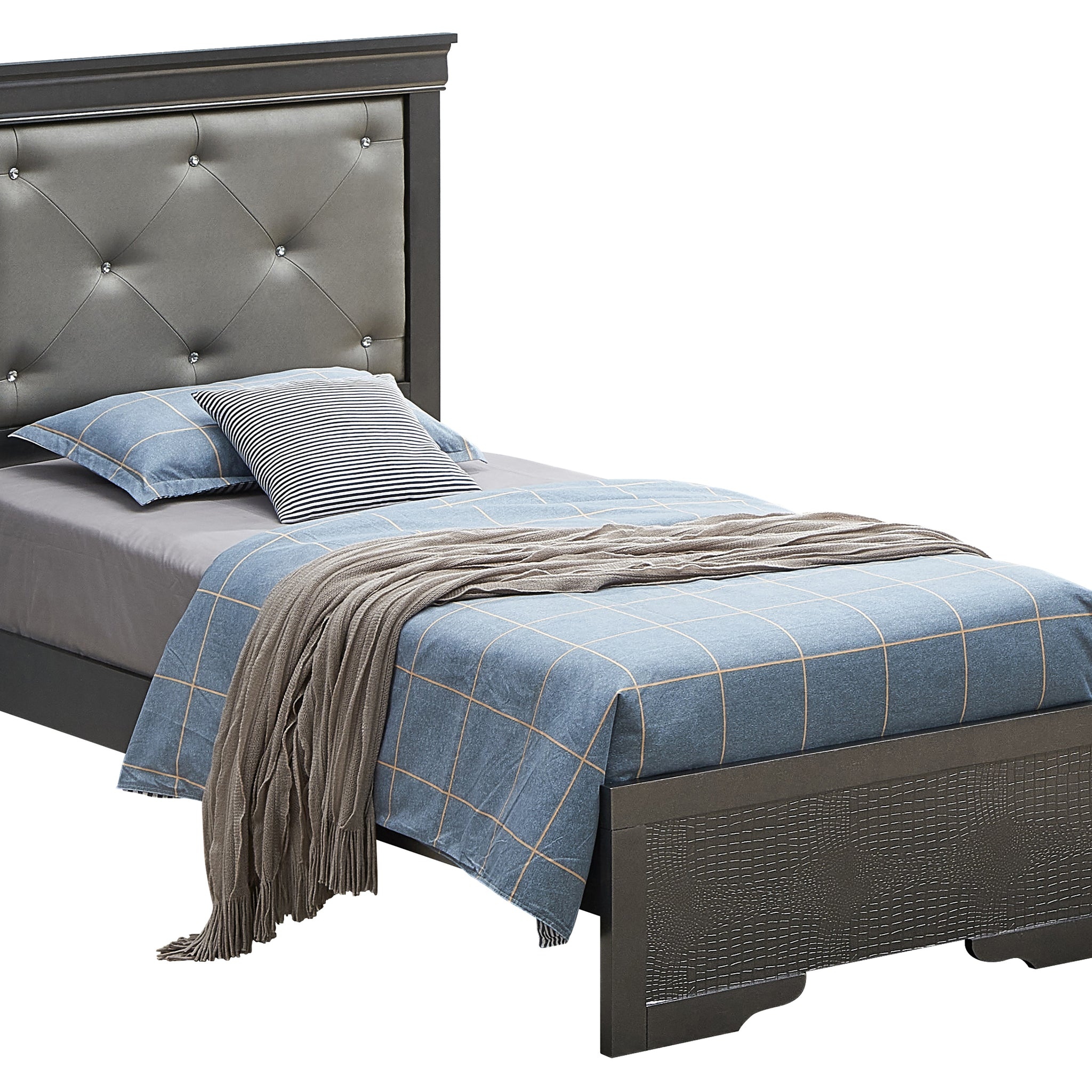 Lorana G6502B Tb2 Twin Bedmetalic Black Box Spring Required Twin Black Bedroom Particle Board