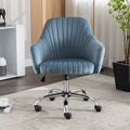 Accent Chair Modern Home Office Leisure Chair With Adjustable Velvet Height And Adjustable Casters Lightblue Light Blue Cotton Velvet