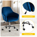 Accent Chair Modern Home Office Leisure Chair With Adjustable Velvet Height And Adjustable Casters Navyblue Dark Blue Cotton Velvet