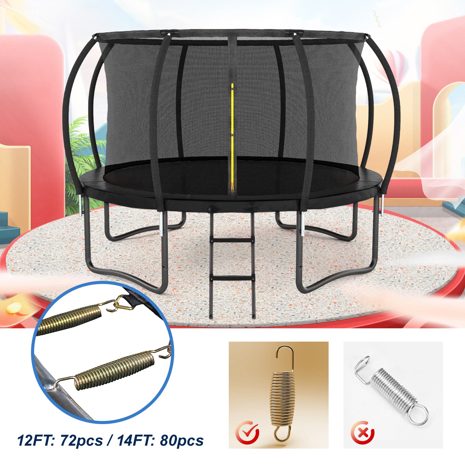 Spare Parts Springsx10Pcs For 12Ft&14Ft Outdoor Big Trampoline Only Multicolor Iron