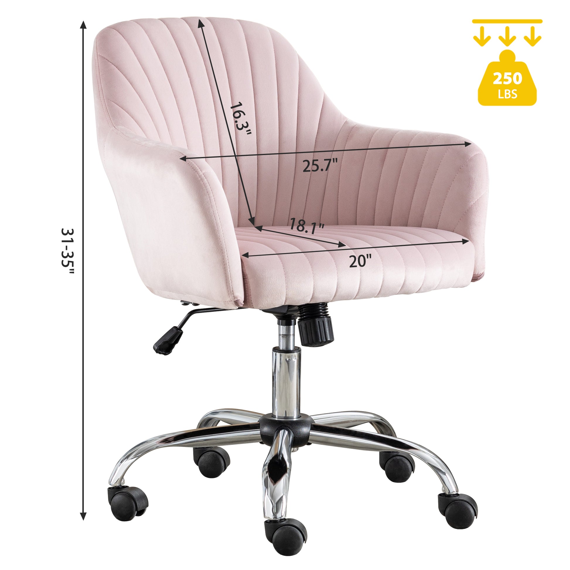 Accent Chair Modern Home Office Leisure Chair With Adjustable Velvet Height And Adjustable Casters Pink Pink Cotton Velvet