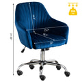Accent Chair Modern Home Office Leisure Chair With Adjustable Velvet Height And Adjustable Casters Navyblue Dark Blue Cotton Velvet