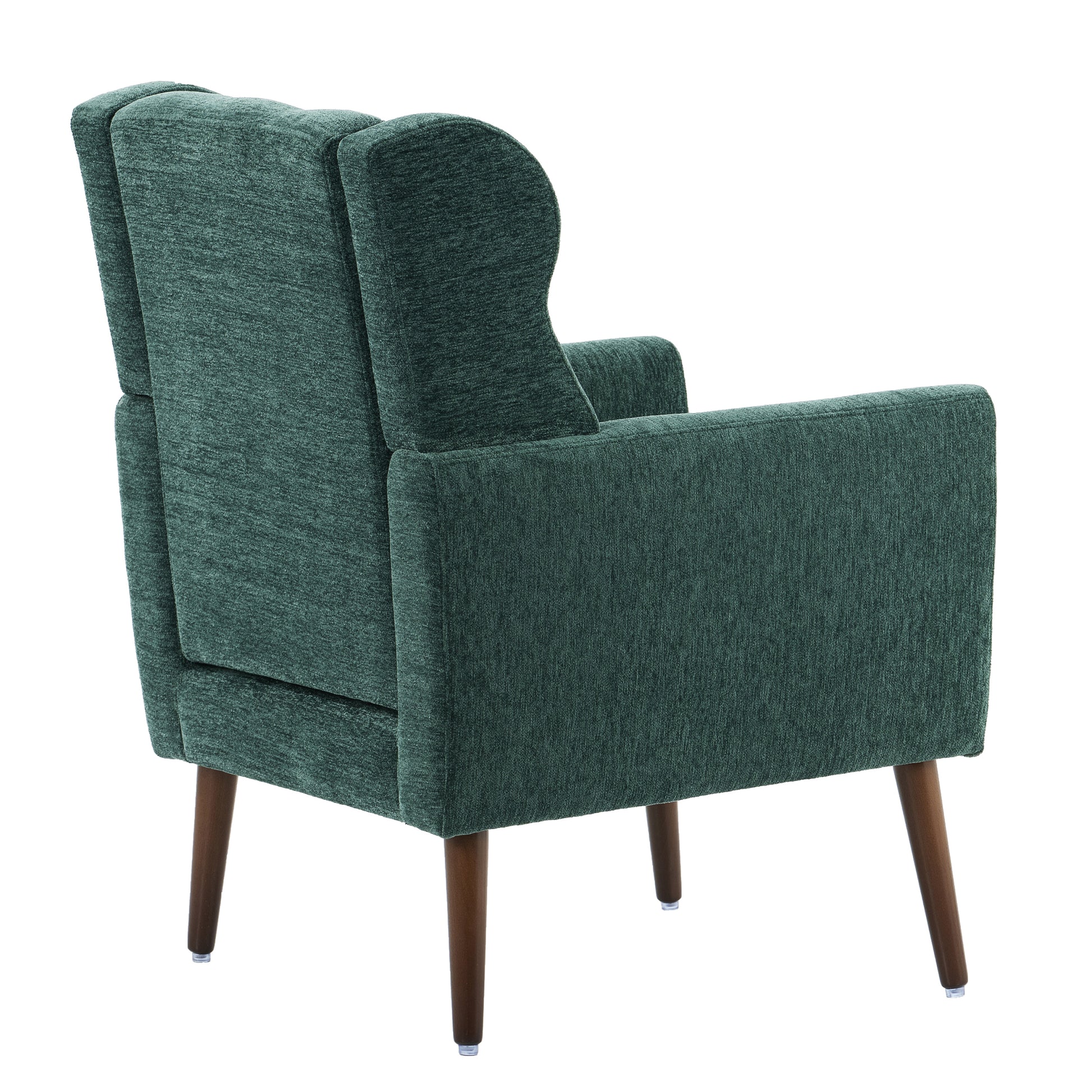 Modern Accent Chair,Chenille Arm Chairs For Living Room,Upholstered Mordern Armchair,Comfy Soft Padded Lounge Chair In Small Space, Bedroom, W Pillow, Solid Wood Leg Blackish Green Blackish Green Light Brown Primary Living Space Modern Rubberwood Foam