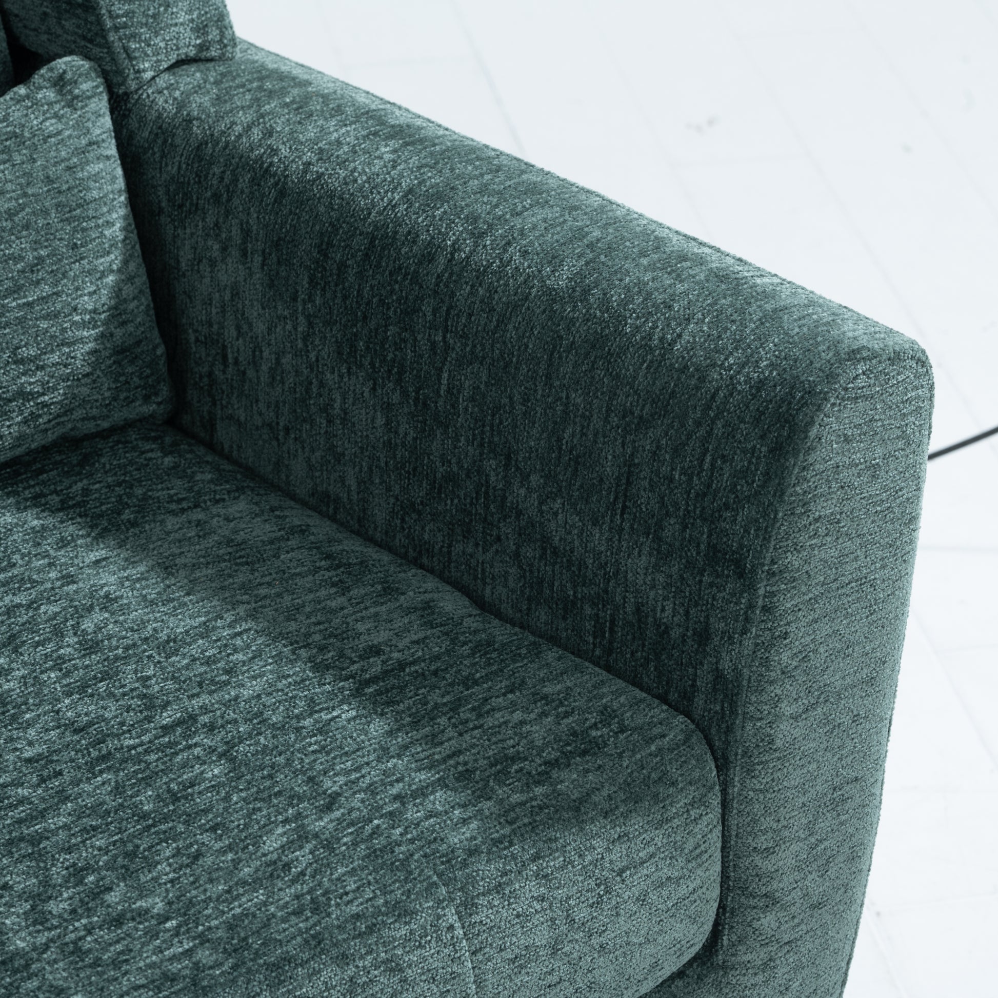 Modern Accent Chair,Chenille Arm Chairs For Living Room,Upholstered Mordern Armchair,Comfy Soft Padded Lounge Chair In Small Space, Bedroom, W Pillow, Solid Wood Leg Blackish Green Blackish Green Light Brown Primary Living Space Modern Rubberwood Foam