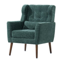 Modern Accent Chair,Chenille Arm Chairs For Living Room,Upholstered Mordern Armchair,Comfy Soft Padded Lounge Chair In Small Space, Bedroom, W Pillow, Solid Wood Leg Blackish Green Blackish Green Light Brown Primary Living Space Modern Rubberwood Foam