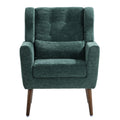 Modern Accent Chair,Chenille Arm Chairs For Living Room,Upholstered Mordern Armchair,Comfy Soft Padded Lounge Chair In Small Space, Bedroom, W Pillow, Solid Wood Leg Blackish Green Blackish Green Light Brown Primary Living Space Modern Rubberwood Foam