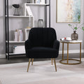 Modern Mid Century Chair Velvet Sherpa Armchair For Living Room Bedroom Office Easy Assemble Navy Black Foam Velvet
