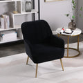 Modern Mid Century Chair Velvet Sherpa Armchair For Living Room Bedroom Office Easy Assemble Navy Black Foam Velvet
