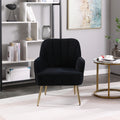 Modern Mid Century Chair Velvet Sherpa Armchair For Living Room Bedroom Office Easy Assemble Navy Black Foam Velvet